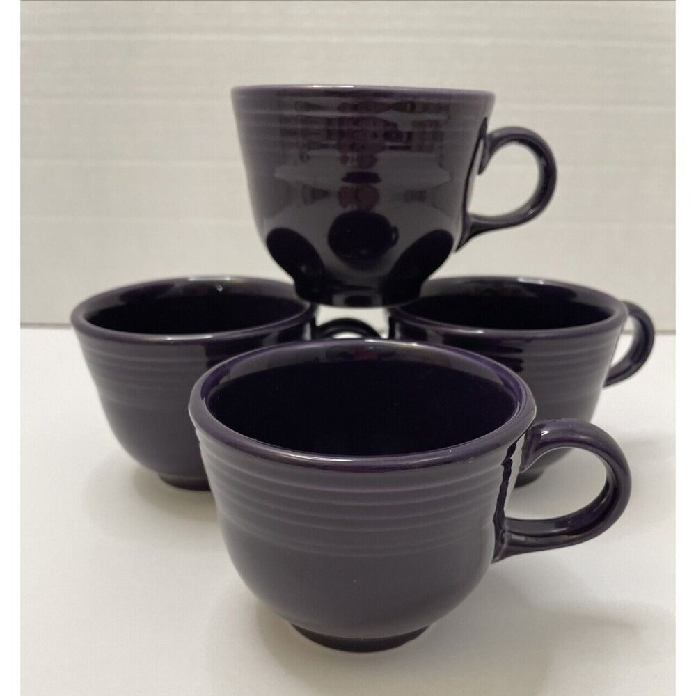 4 Fiestaware Fiesta Homer Laughlin Plum Purple Coffee Cups EUC (double stamped)